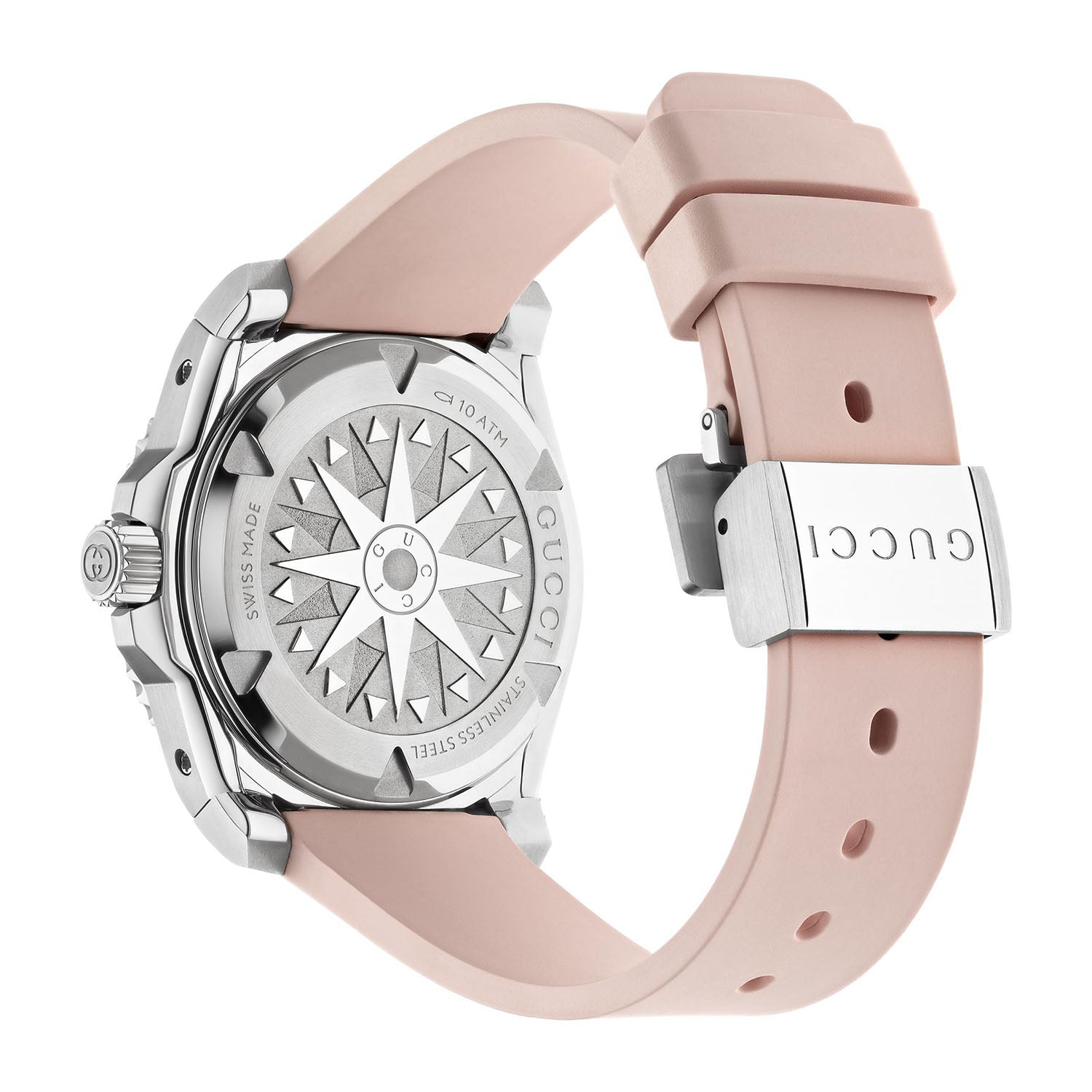 Gucci Dive Automatic 36mm Stainless Steel Pink Dial Rubber Strap Watch