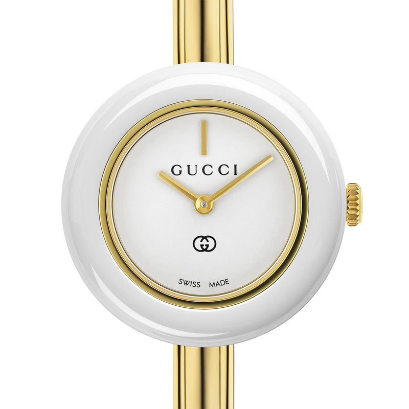 Play 28mm Gold Plated Quartz Bangle Watch With Interchangeable Bezel