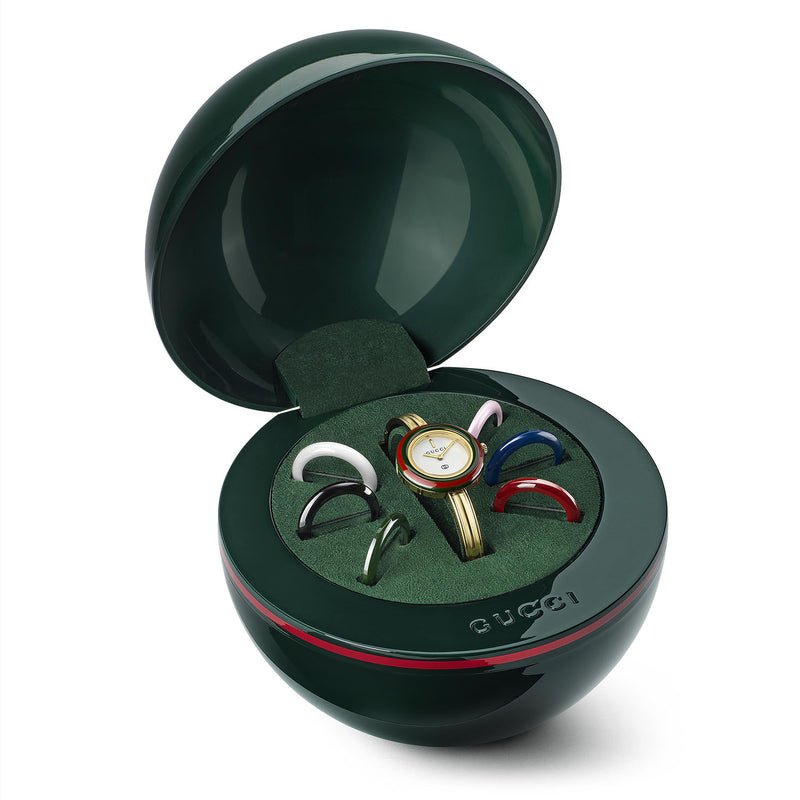 Play 28mm Gold Plated Quartz Bangle Watch With Interchangeable Bezel