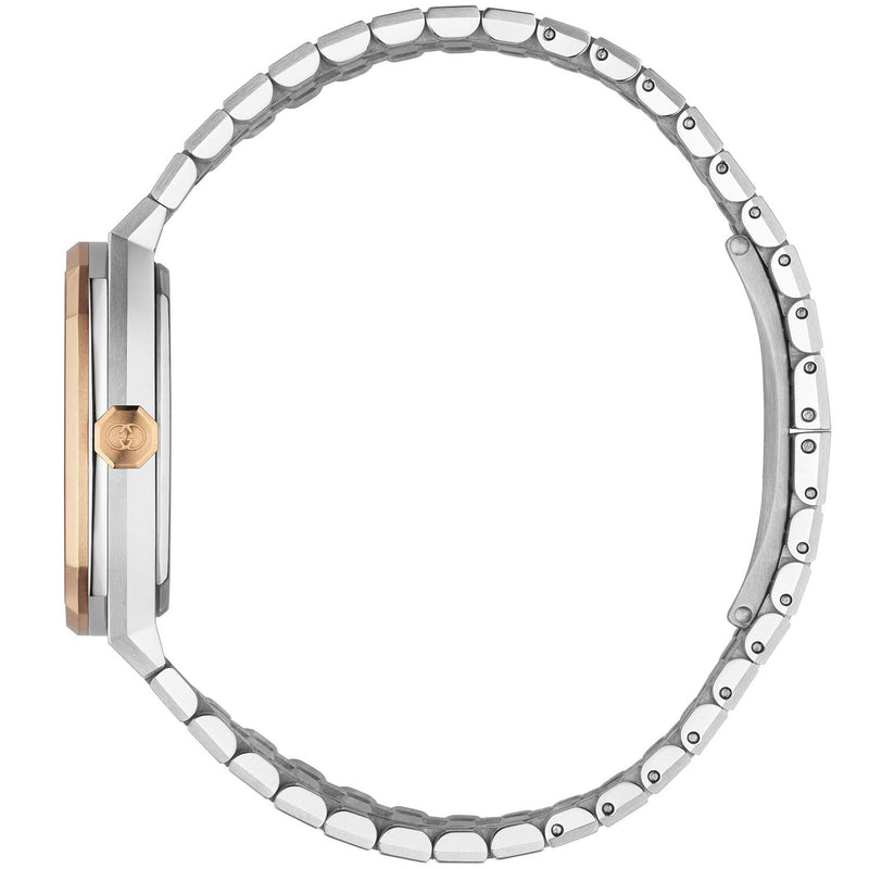 Gucci GUCCI 25H 30mm Silver Dial Watch With  Stainless Steel And Rose Gold Plated Bracelet - Berry's Jewellers