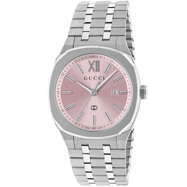 Gucci GUCCI 25H 30mm Pink Dial Watch With Stainless Steel Bracelet - Berry's Jewellers