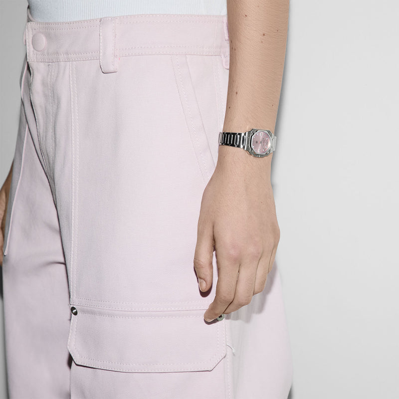 Gucci Gucci G-Flat Quartz Stainless Steel Pink Diamond Dial Bracelet Watch - Berry's Jewellers