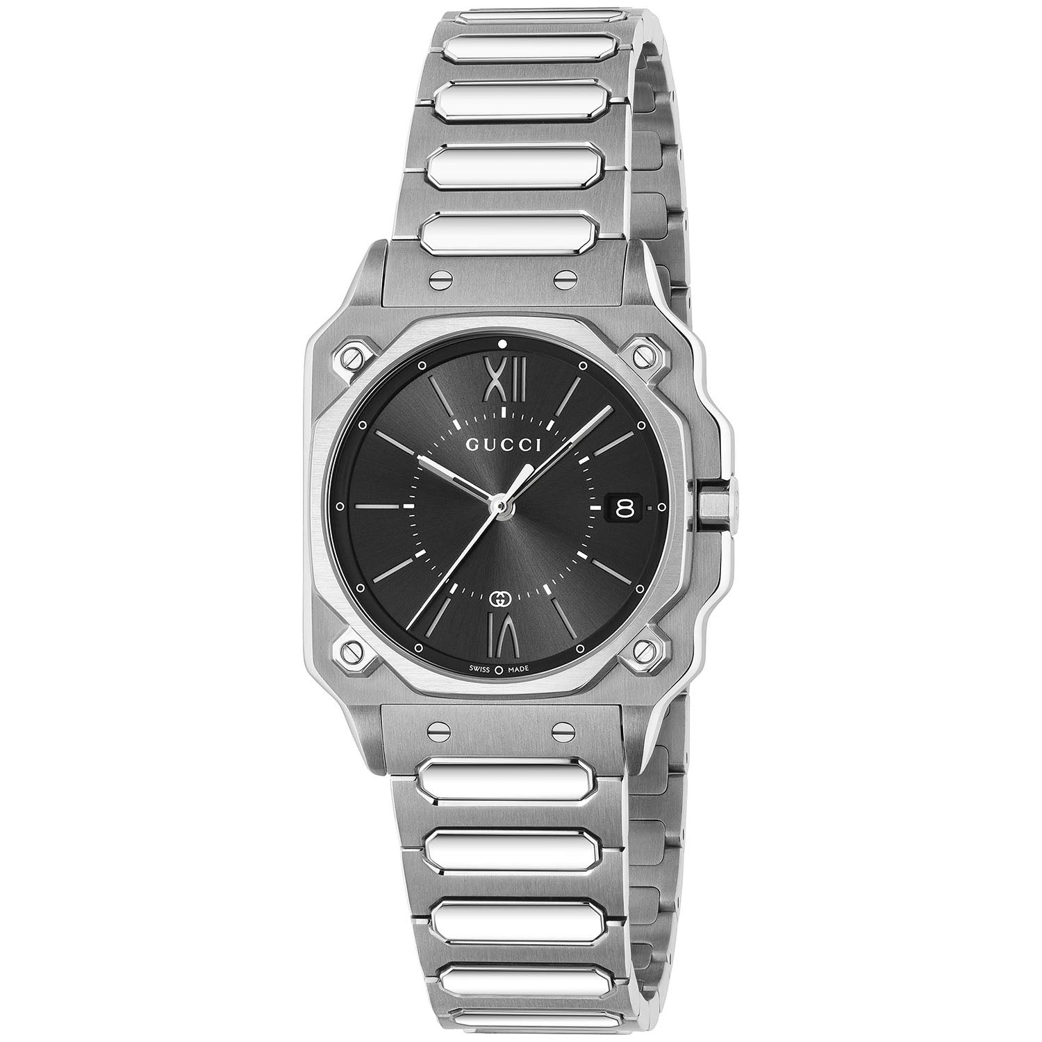Gucci G-Flat Quartz 30 mm Stainless Steel Black Dial  Bracelet Watch