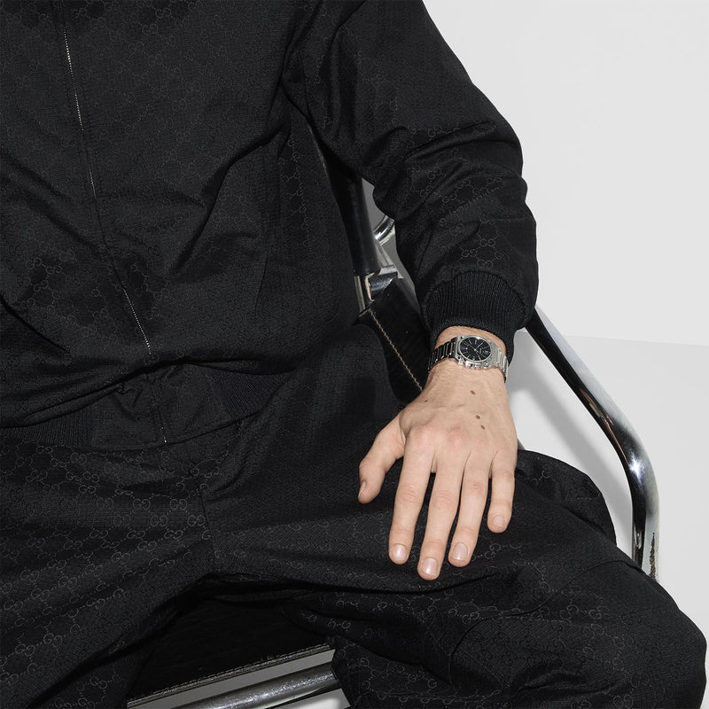 Gucci G-Flat Quartz 30 mm Stainless Steel Black Dial  Bracelet Watch