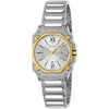 Gucci G-Flat Quartz 30mm Stainless Steel Silver Dial Gold Plated Bezel Bracelet Watch