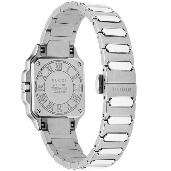 Gucci G-Flat Quartz Stainless Steel Burgundy Diamond Dial Bracelet Watch - Berry's Jewellers
