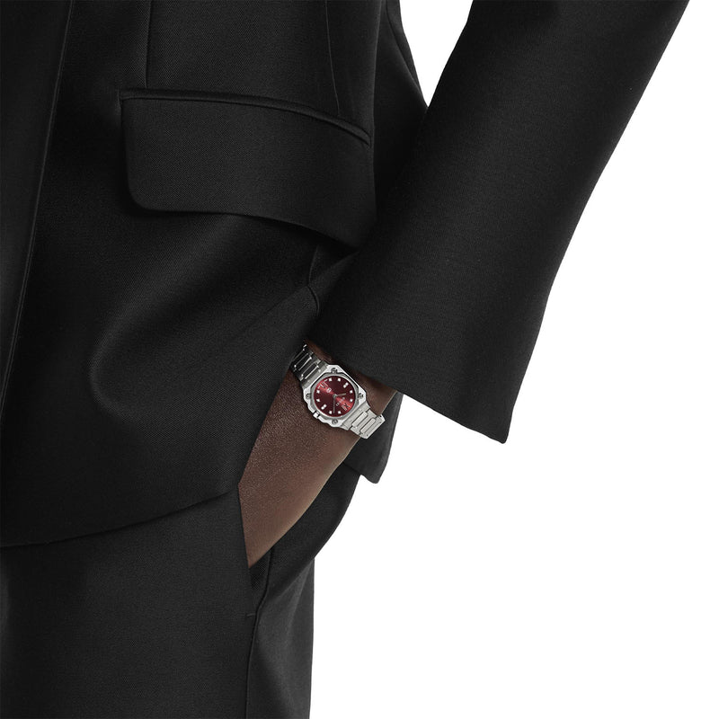 Gucci G-Flat Quartz Stainless Steel Burgundy Diamond Dial Bracelet Watch - Berry's Jewellers