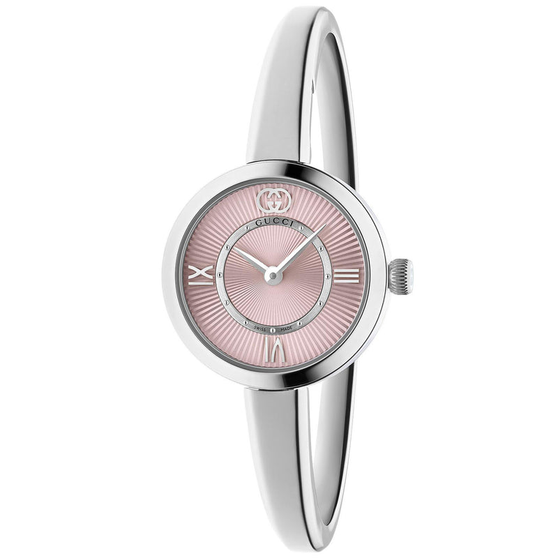 Model 2000 Quartz Stainless Steel Pink Dial Size 16 Bangle Watch