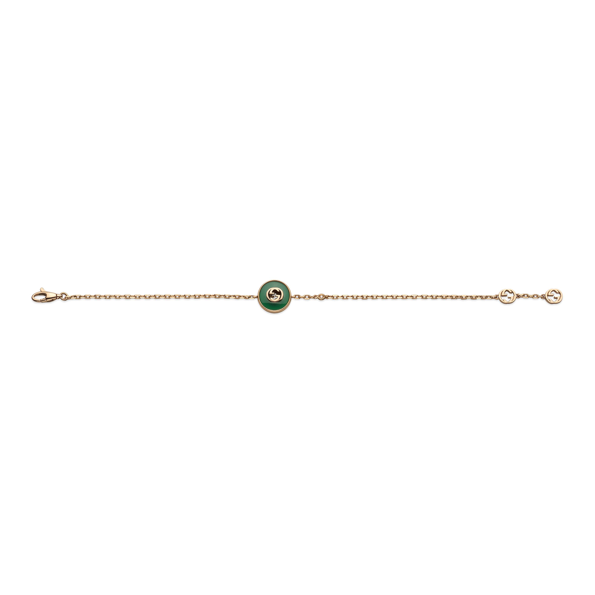 Interlocking 18ct Rose Gold Green Agate Bracelet