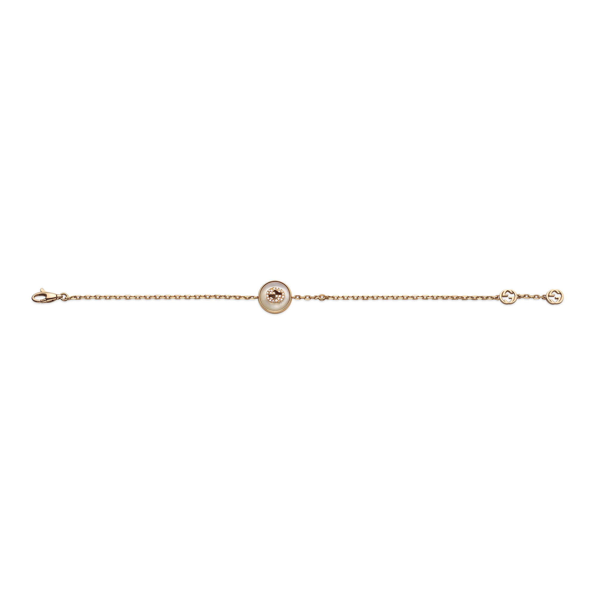 Interlocking 18ct Rose Gold Mother Of Pearl And Diamond Bracelet