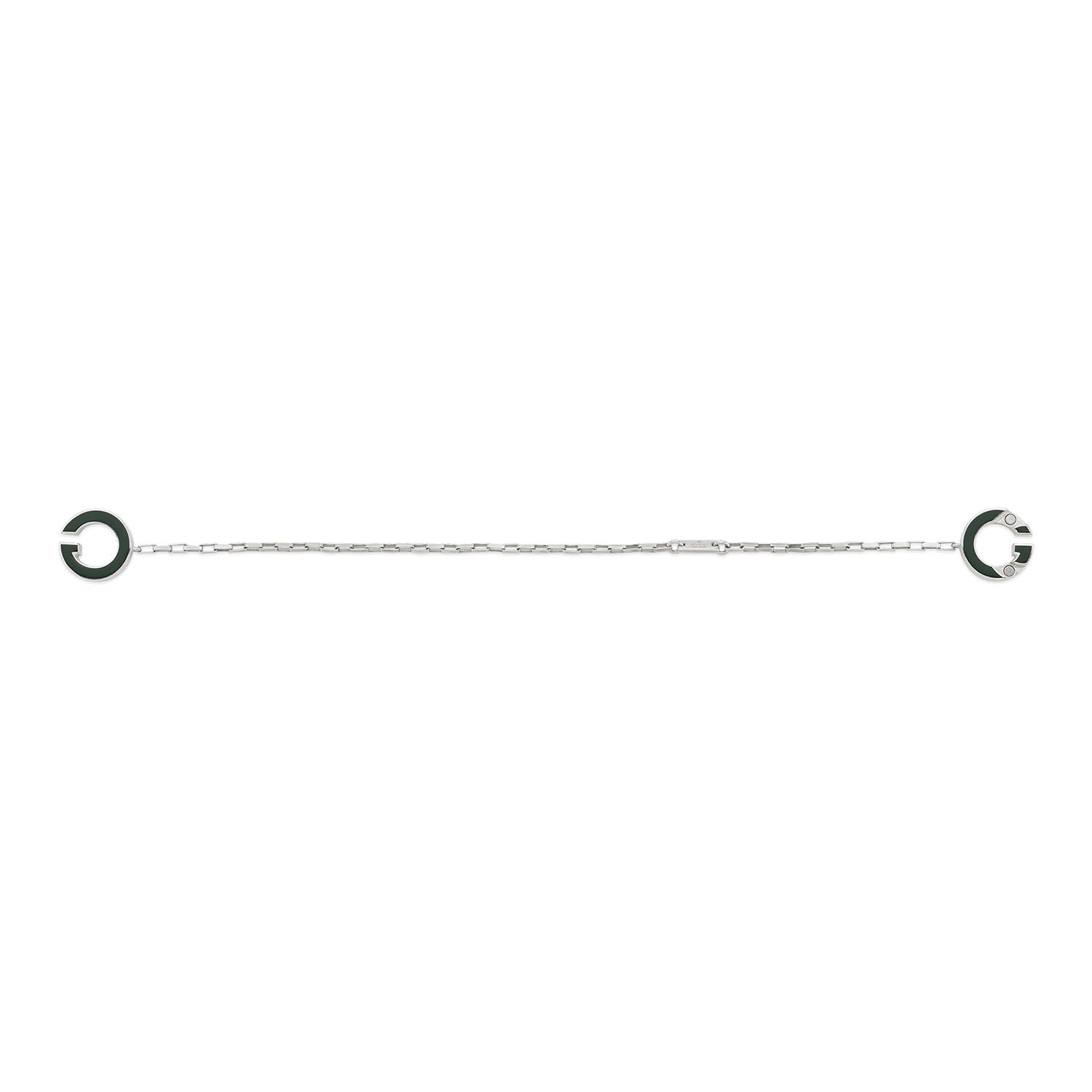 Gucci Interlocking Sterling Silver Green Enamel Logo Bracelet - Berry's Jewellers