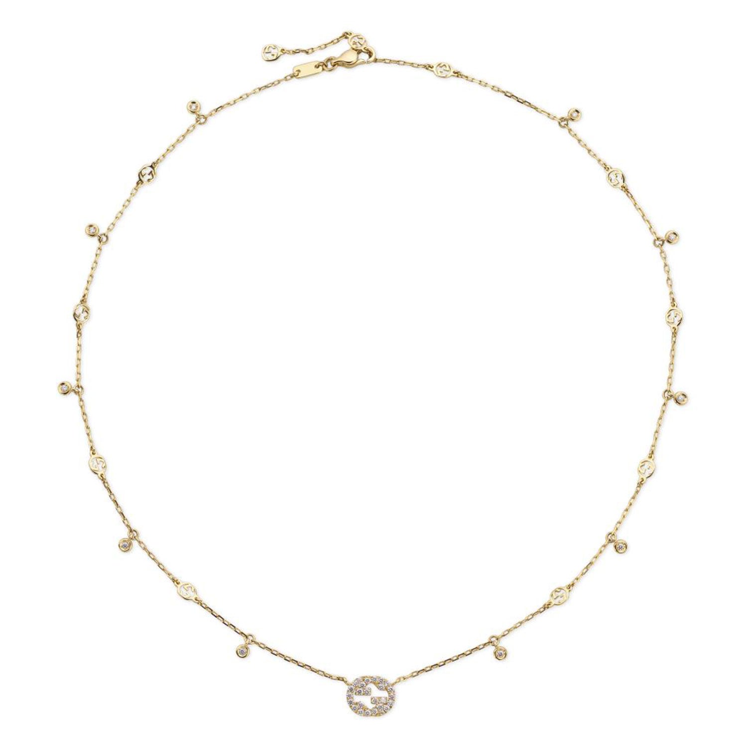 Gucci Interlocking 18ct Yellow Gold Diamond Necklace