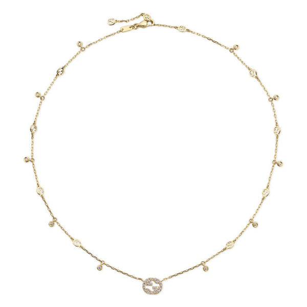 Gucci Interlocking 18ct Yellow Gold Diamond Necklace