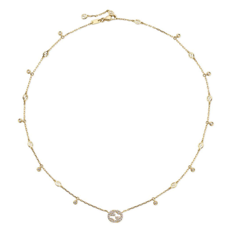 Gucci Interlocking 18ct Yellow Gold Diamond Necklace