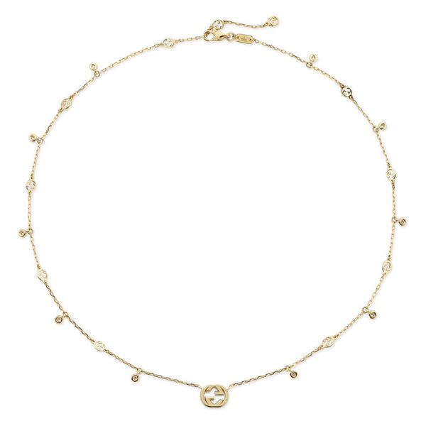 Gucci Interlocking 18ct Yellow Gold Diamond Necklace