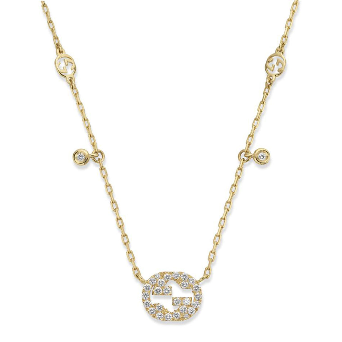 Gucci Gucci Interlocking 18ct Yellow Gold Diamond Necklace - Berry's Jewellers