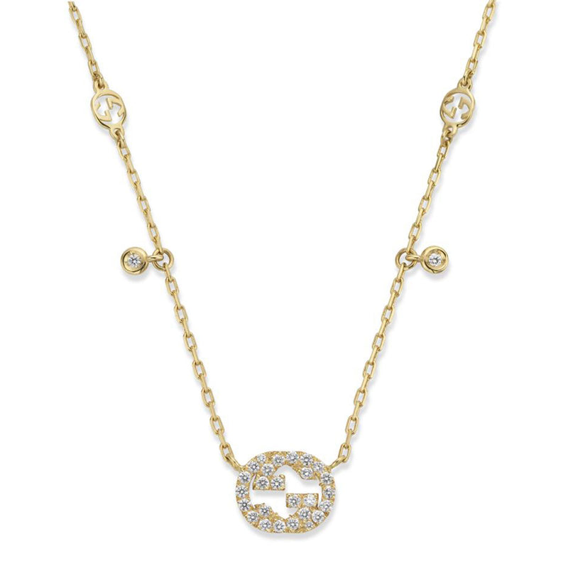 Gucci Interlocking 18ct Yellow Gold Diamond Necklace