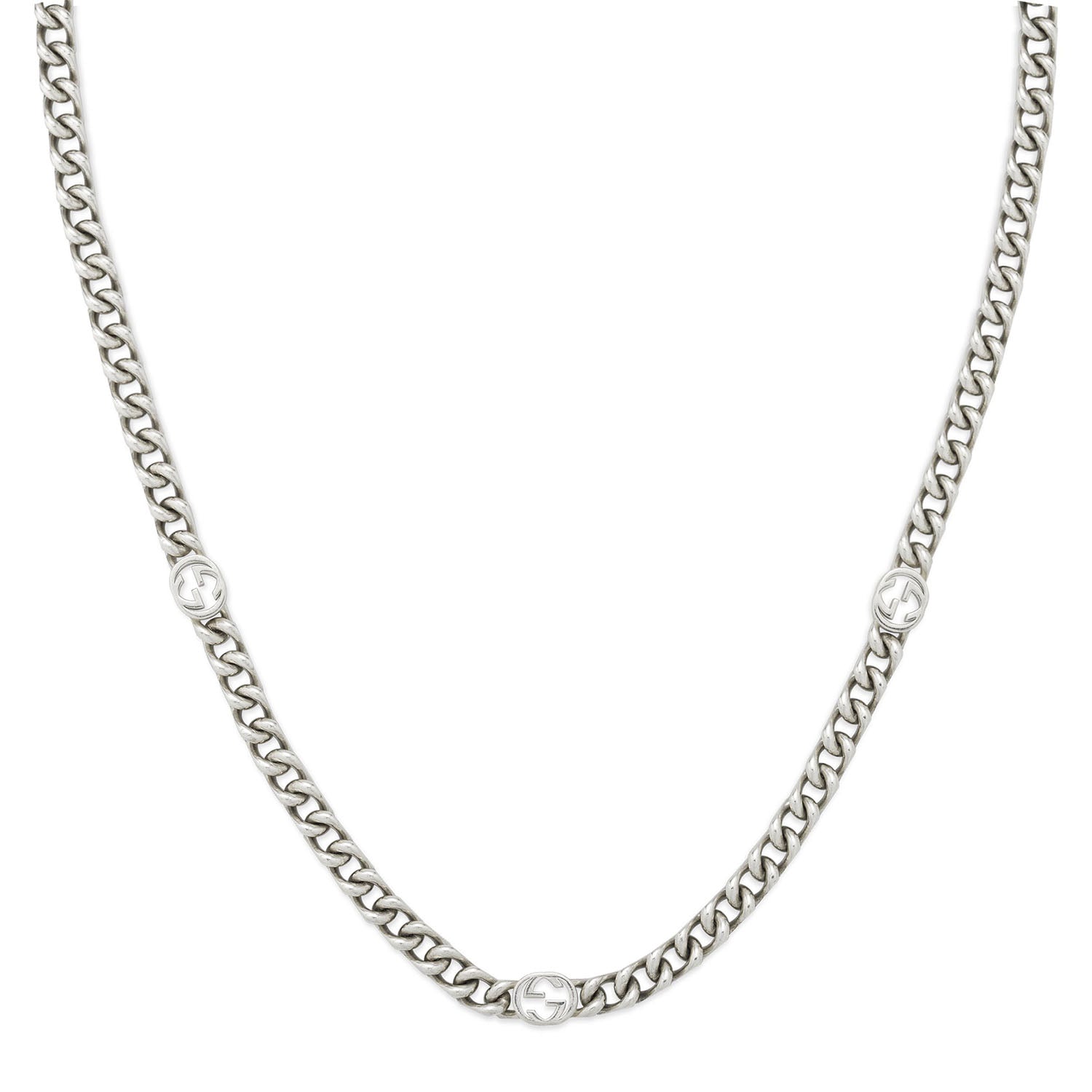 Gucci Interlocking Sterling Silver Curb Chain 50cm Necklace - Berry's Jewellers