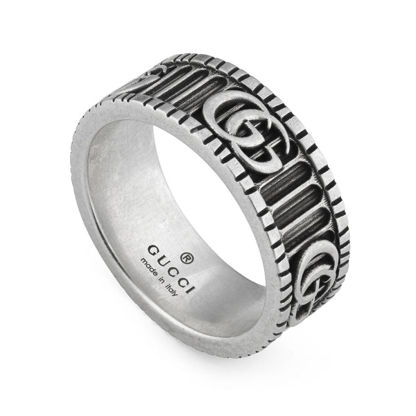 Gucci GG Marmont Aged Sterling Silver Double G Motif Ring - Berry's Jewellers