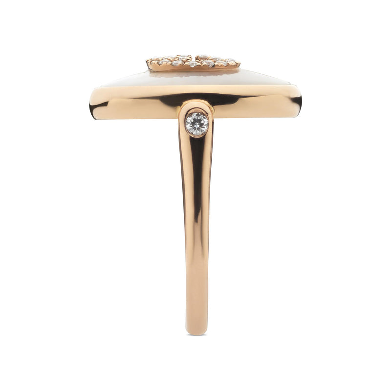 Gucci Interlocking 18ct Rose Gold Mother Of Pearl And Diamond Large Ring