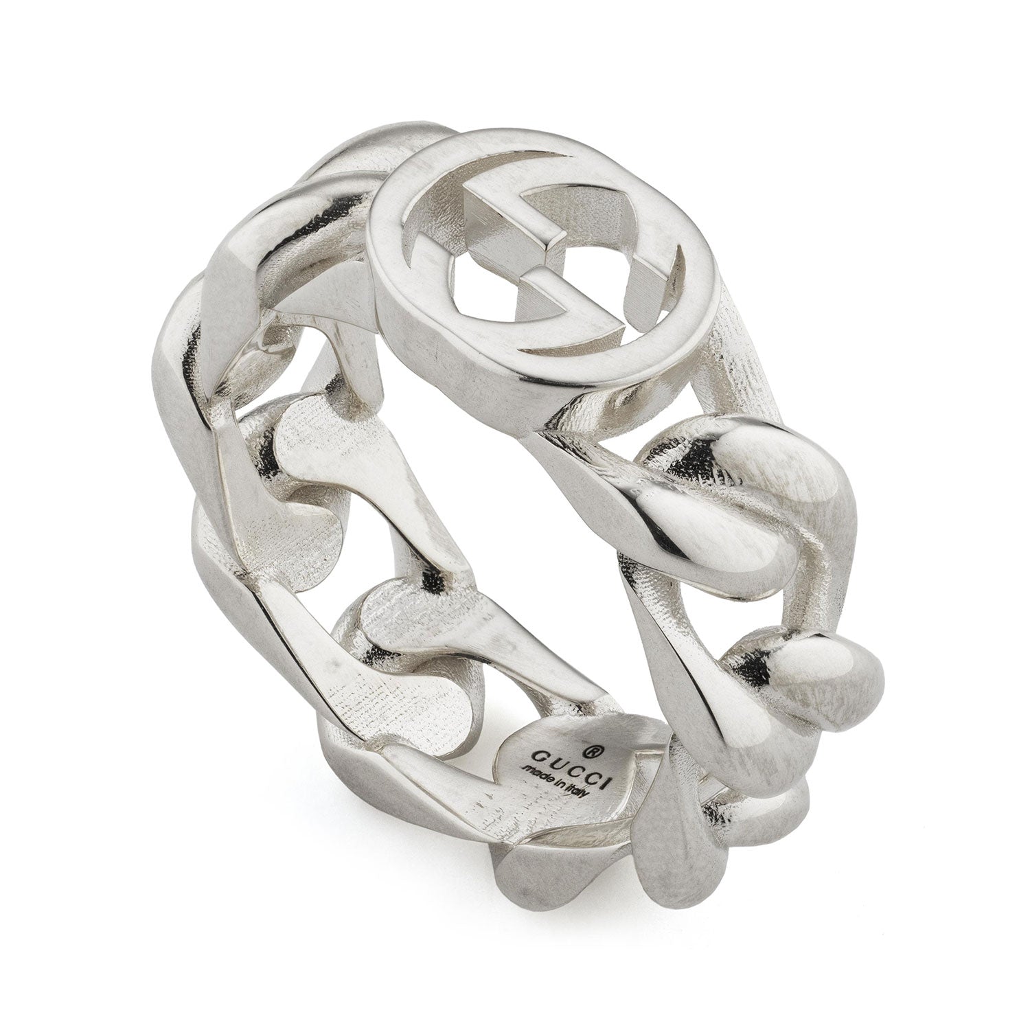 Gucci Sterling Silver Interlocking Chain Link 7mm Ring - Berry's Jewellers