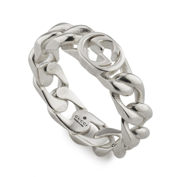 Gucci Sterling Silver Interlocking Chain Link 5mm Ring - Berry's Jewellers