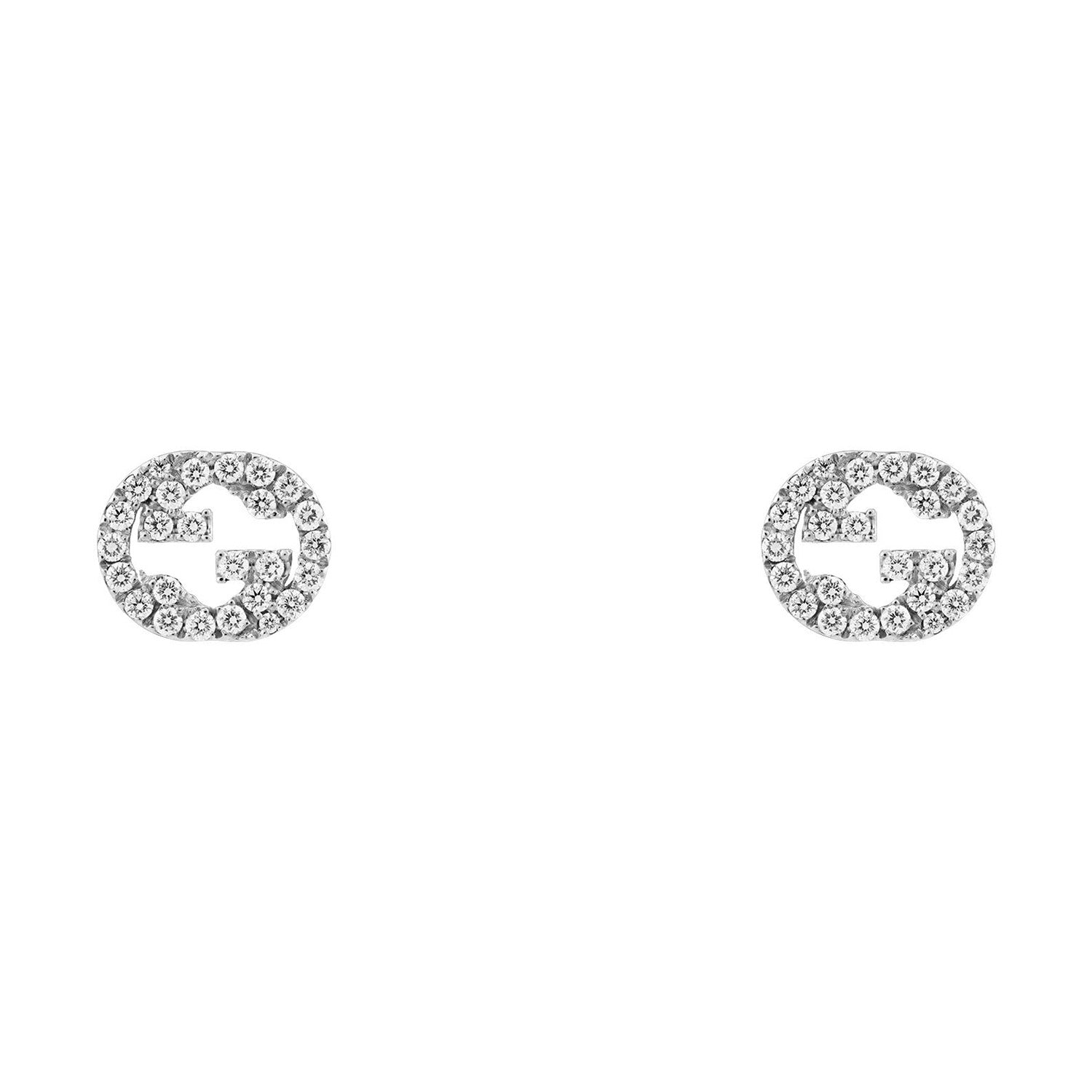 Interlocking 18ct White Gold Diamond Large Stud Earrings