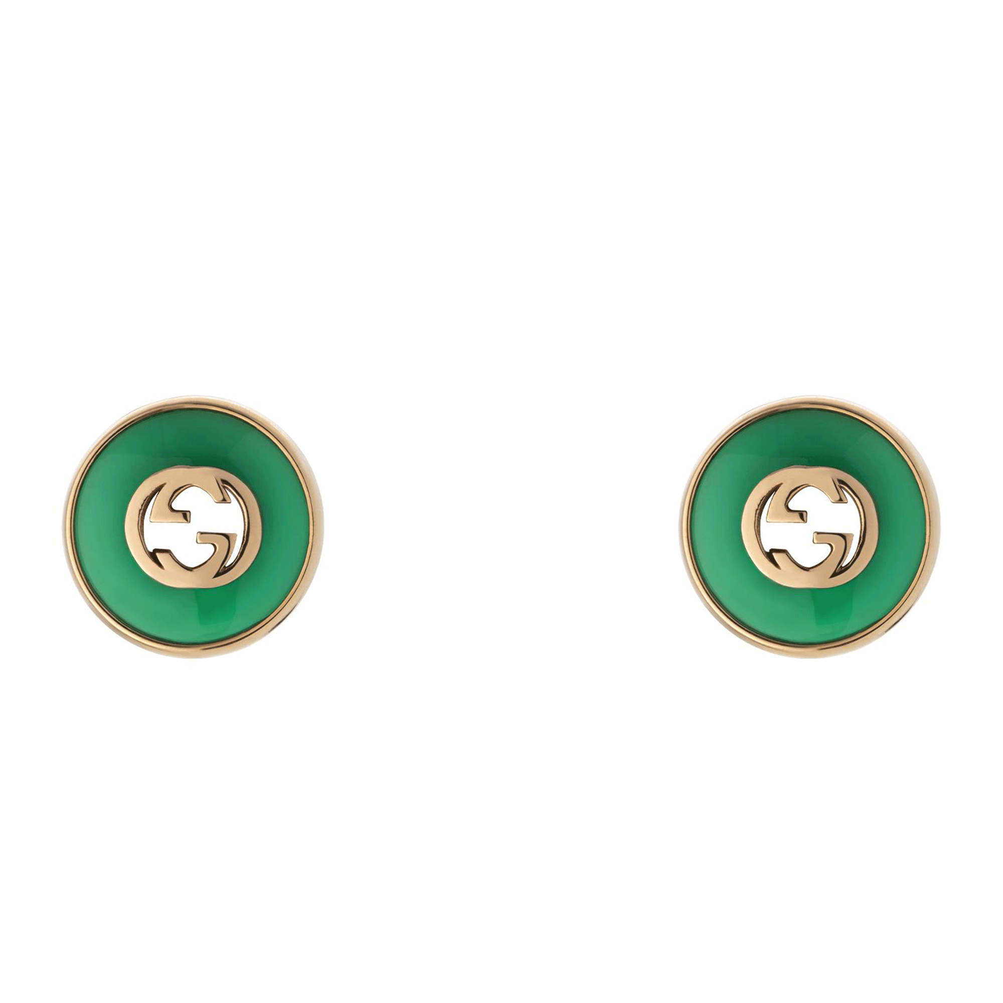 Interlocking 18ct Rose Gold And Green Agate Stud Earrings