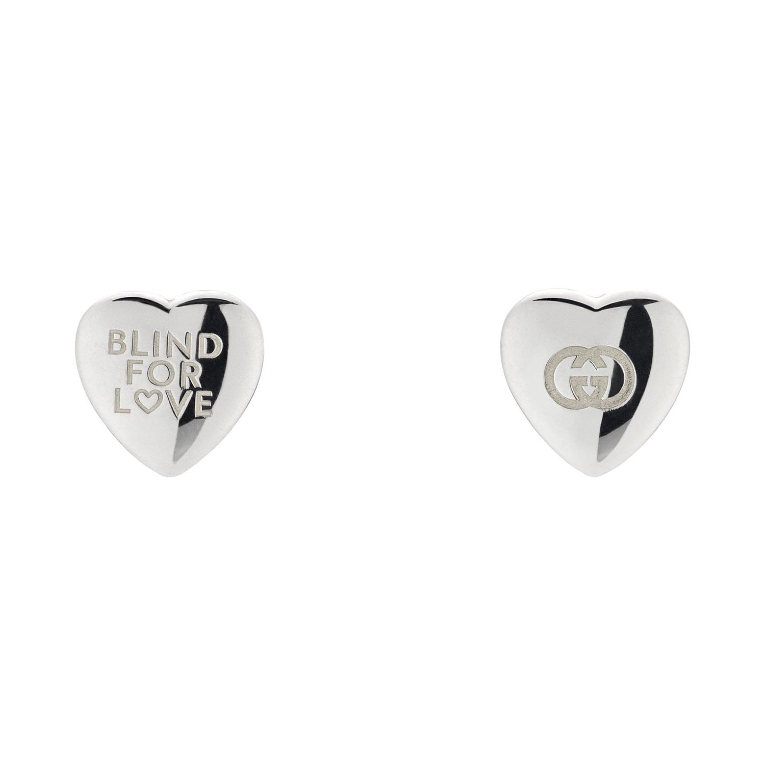 Blind For Love Sterling Silver Heart Stud Earrings