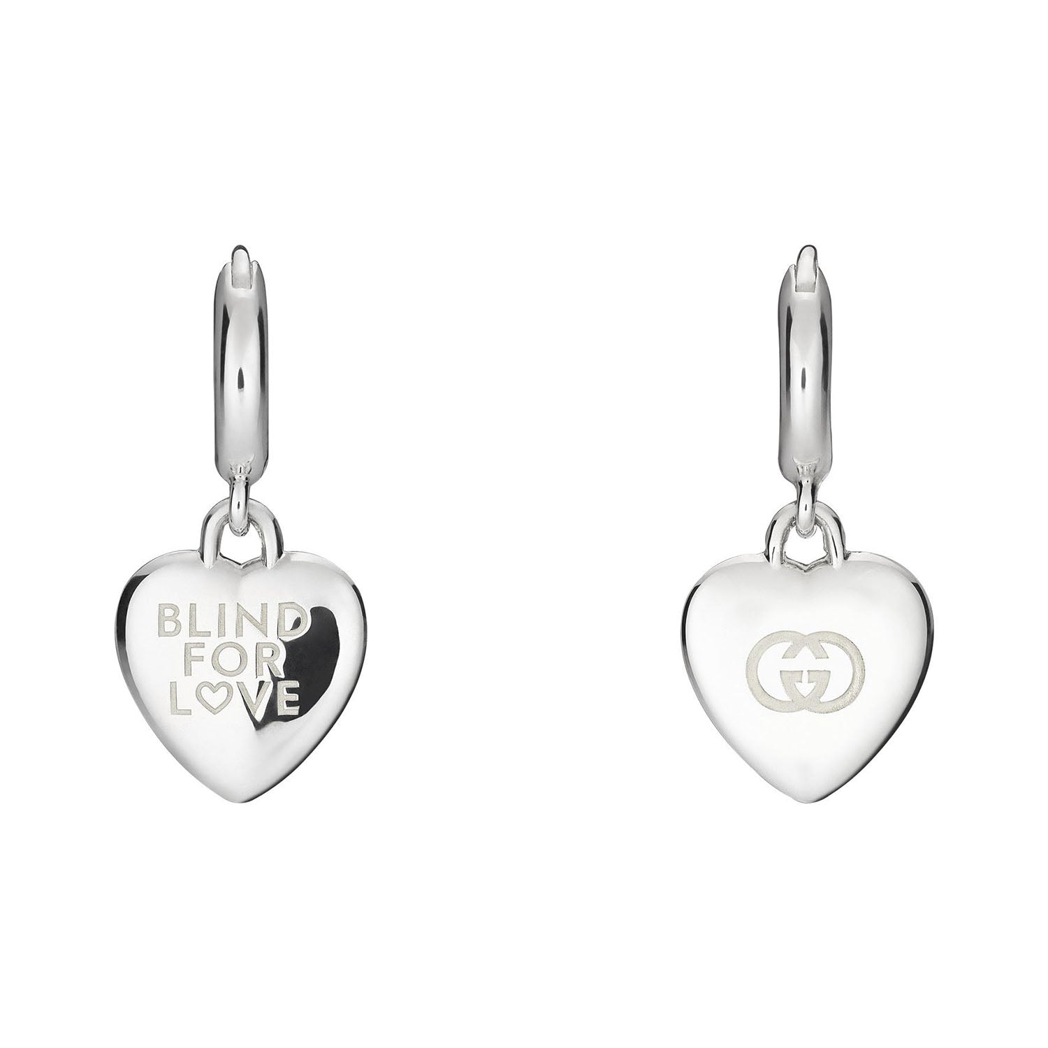 Blind For Love Sterling Silver Heart Drop Earrings