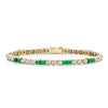 Berry's 18ct Yellow Gold Square Cut Emerald and Round Brilliant Cut Diamond Line Bracelet - Berry's Jewellers