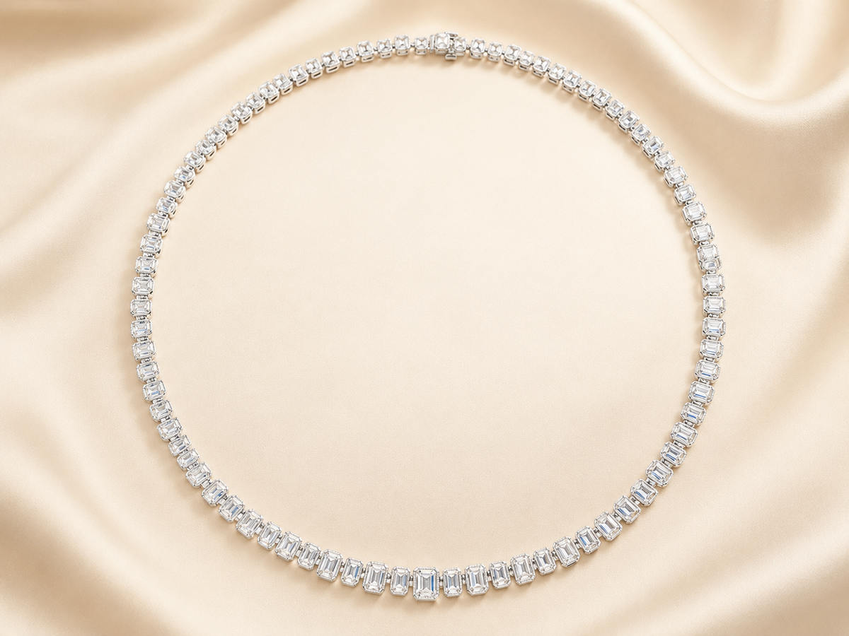 Berry's emerald cut diamond necklace