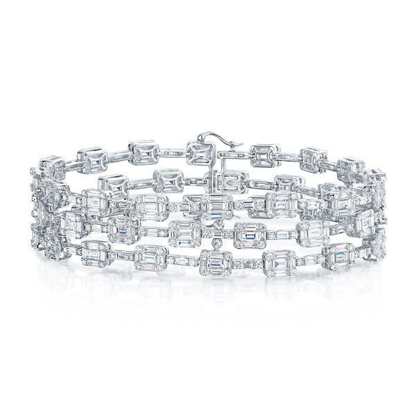 Berry's 18ct White Gold Three Row Mixed Cut Diamond Bracelet - Berry's Jewellers