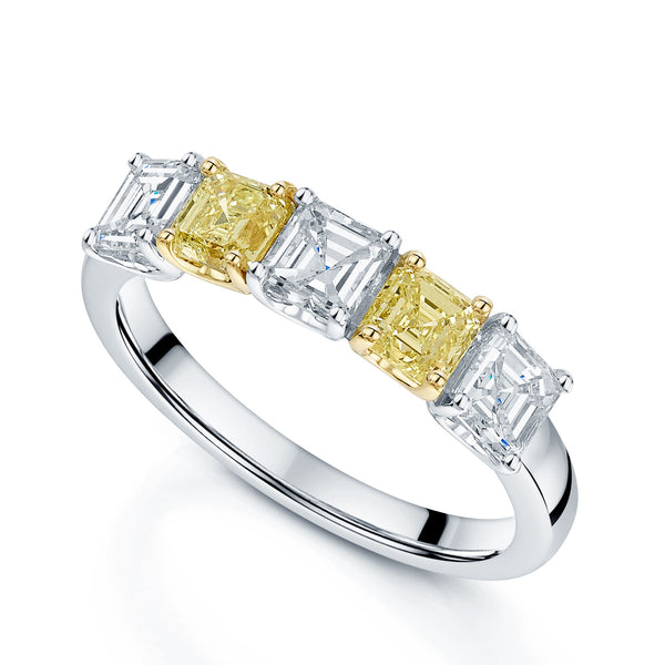 Berry's Platinum Diamond And Yellow Diamond Five Stone Eternity Ring - Berry's Jewellers