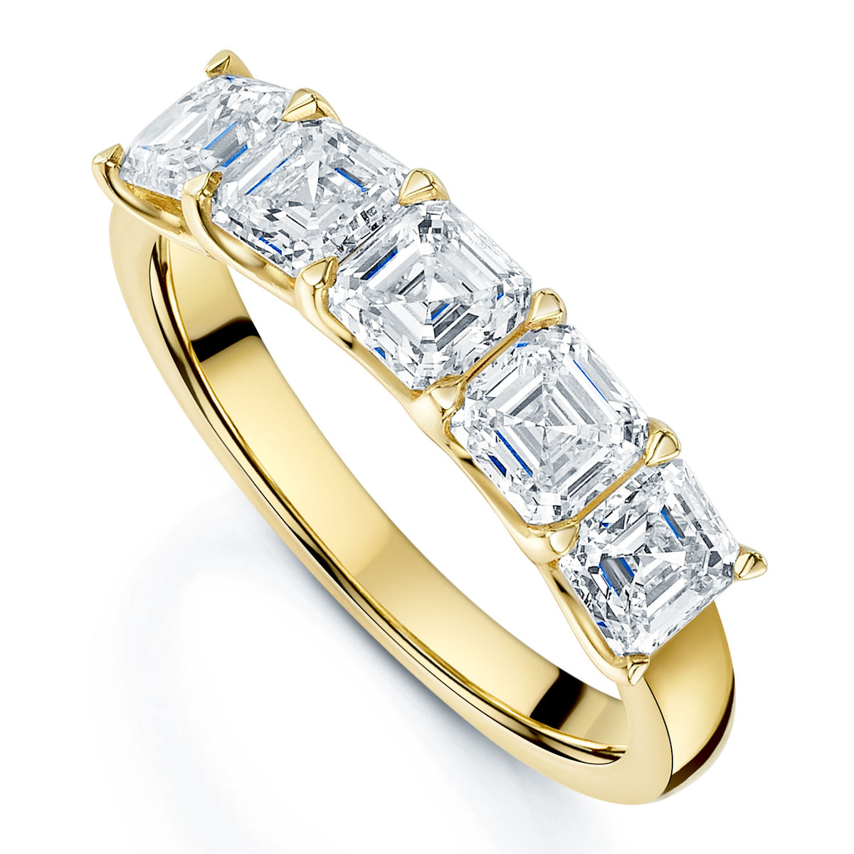 Berry's 18ct Yellow Gold Asscher Cut Diamond Five Stone Eternity Ring - Berry's Jewellers