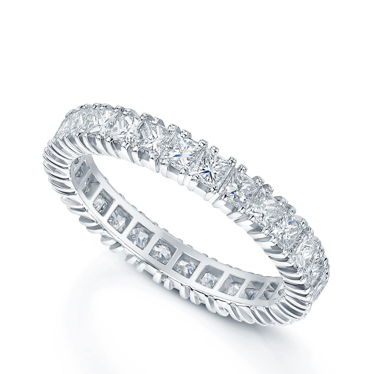 18ct White Gold Princess Cut Diamond Full Eternity Ring