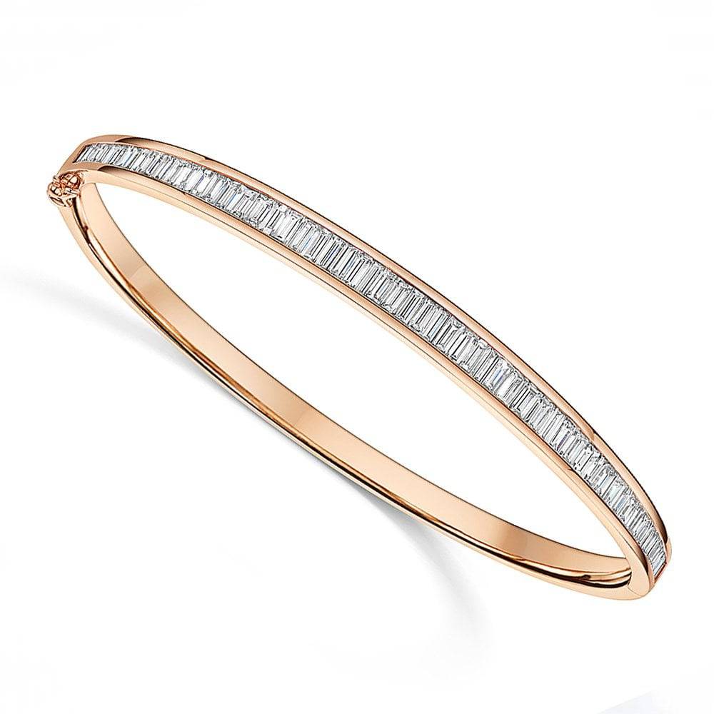 Berry s 18ct Rose Gold Baguette Cut Diamond Channel Set Bangle V20001DBG P