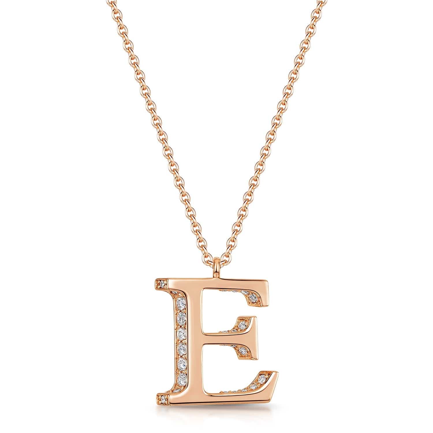 18ct Rose Gold Diamond Initial Pendant Chain