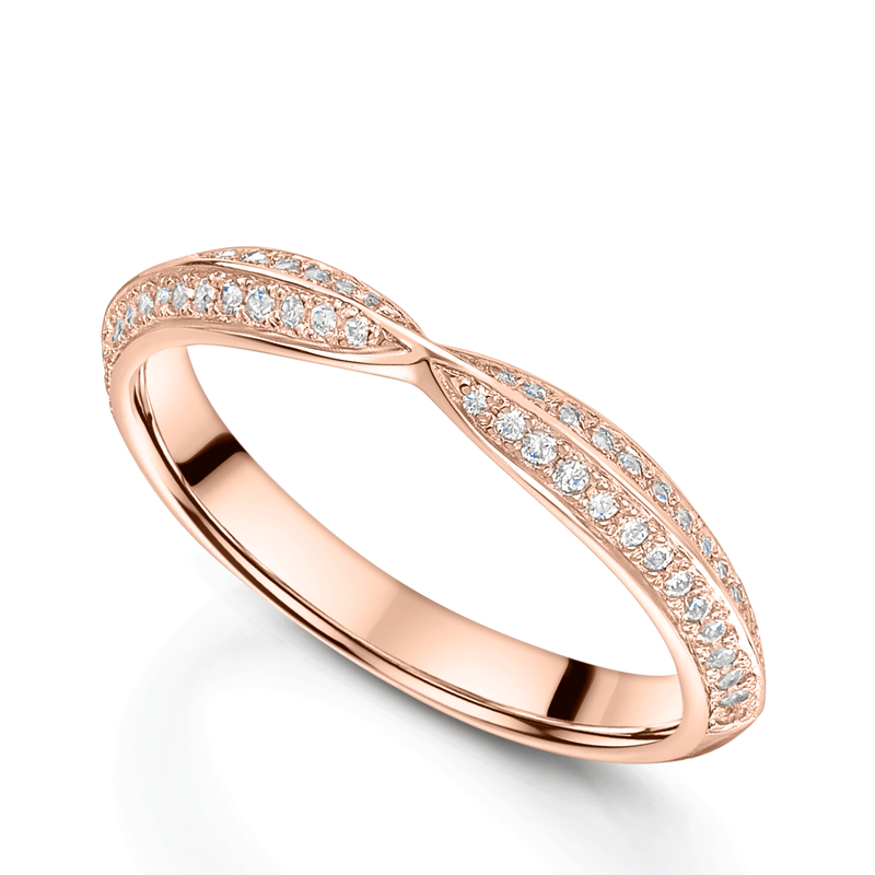 Berry's 18ct Rose Gold Diamond Set Double Row Shaped Wedding Ring - Berry's Jewellers