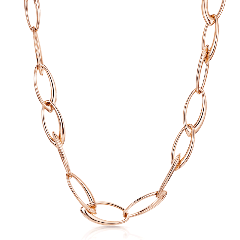 Berry's 18ct Rose Gold Ellipse Collection Open Link Necklace - Berry's Jewellers
