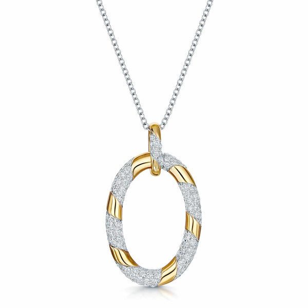 Berry's 18ct Rose Gold Round Brilliant Cut Pave Set Diamond Oval Pendant - Berry's Jewellers