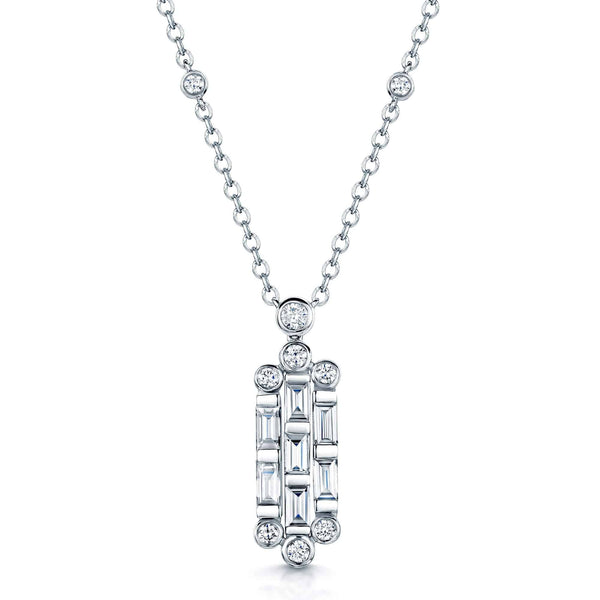 Berry's 18ct Round Brilliant and Baguette Cut Drop Pendant - Berry's Jewellers