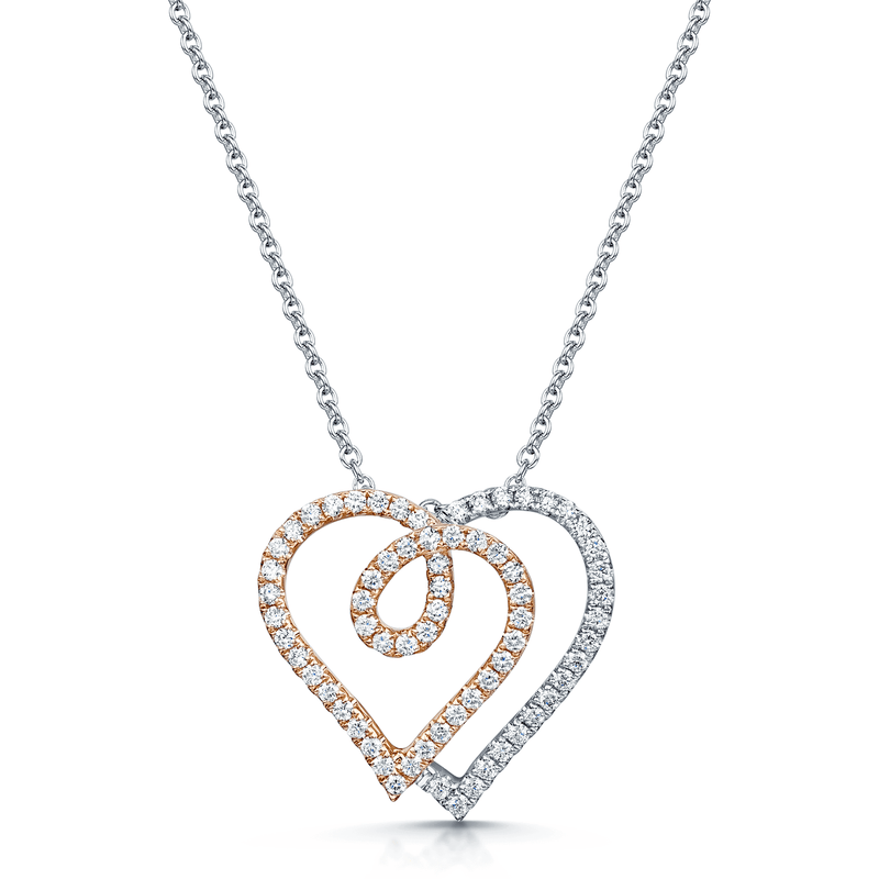 Berry's 18ct White And Rose Gold Entwined Double Heart Pendant - Berry's Jewellers