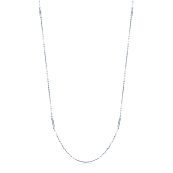 Berry's 18ct White Gold 80cm Chain Necklace With Diamond Set Bars - Berry's Jewellers