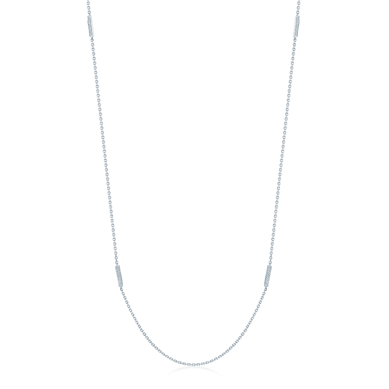 Berry's 18ct White Gold 80cm Chain Necklace With Diamond Set Bars - Berry's Jewellers
