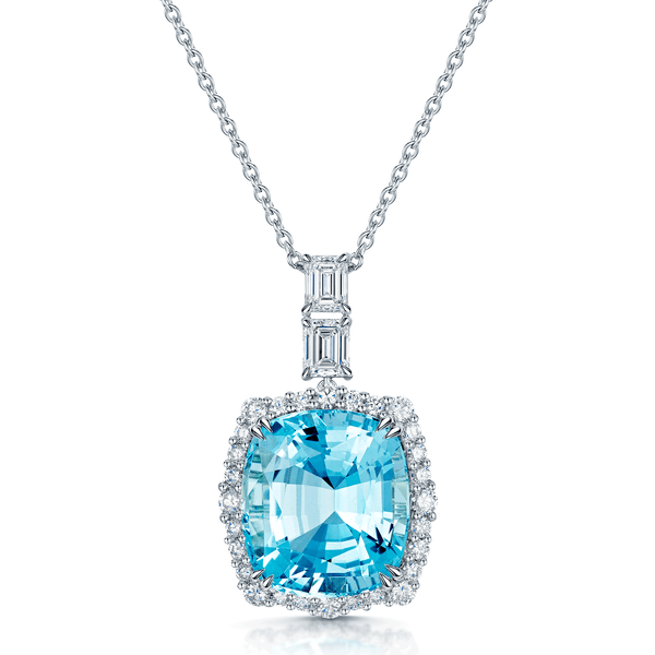Berry's 18ct White Gold Aquamarine & Diamond Pendant - Berry's Jewellers