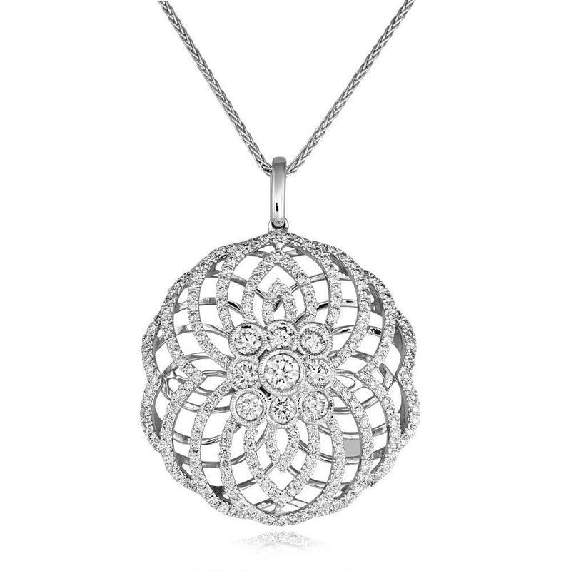 Berry's 18ct White Gold Art Deco Style Lattice Diamond Pendant - Berry's Jewellers