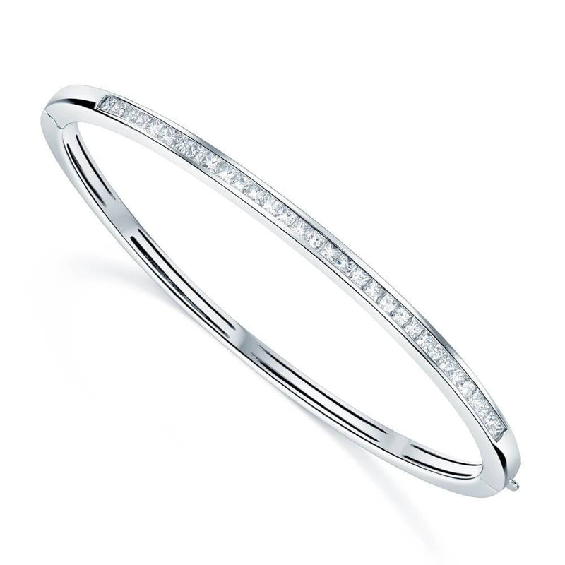 Berry's 18ct White Gold Channel Set Princess Cut Diamond Bangle - Berry's Jewellers