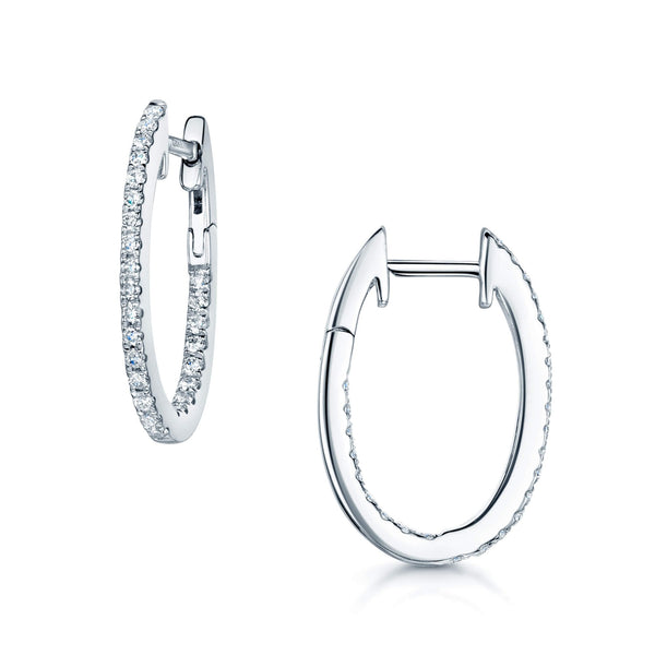 Berry's 18ct White Gold Claw Set Diamond Half Hoop Hinged Earrings - Berry's Jewellers