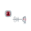 Berry's 18ct White Gold Cushion Shape Ruby & Diamond Stud Earrings - Berry's Jewellers